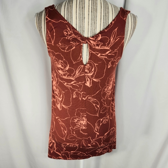 Apt. 9 Rust & Orange Twisted Back Straps Keyhole Opening Sleeveless Top Small - Picture 4 of 9